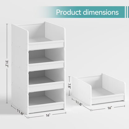 FOUCSSOMEI Closet Organizers and Storage, Stackable Closet Organizer, Wooden Frame with Polyester Fabric Shelves, Large Capacity Closet Shelf Organizer for Folded Clothes, White,Patent Design