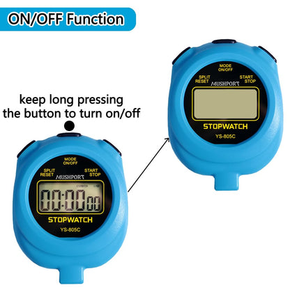 MUSHPORT 2 Pack Digital Stopwatch Sport Timer, ON/Off Countdown Large Display Simple Stop Watch for Sports Coaches PE-Teacher Referees, Blue