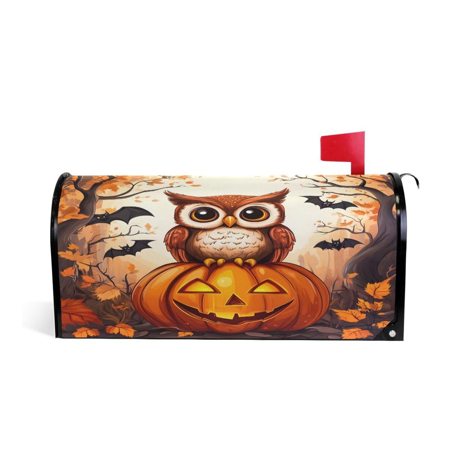 Autumn Owl Pumpkin Halloween Magnetic Mailbox Cover MailWraps Garden Yard Home Decor for Outside Standard Size-18"x 20.8"