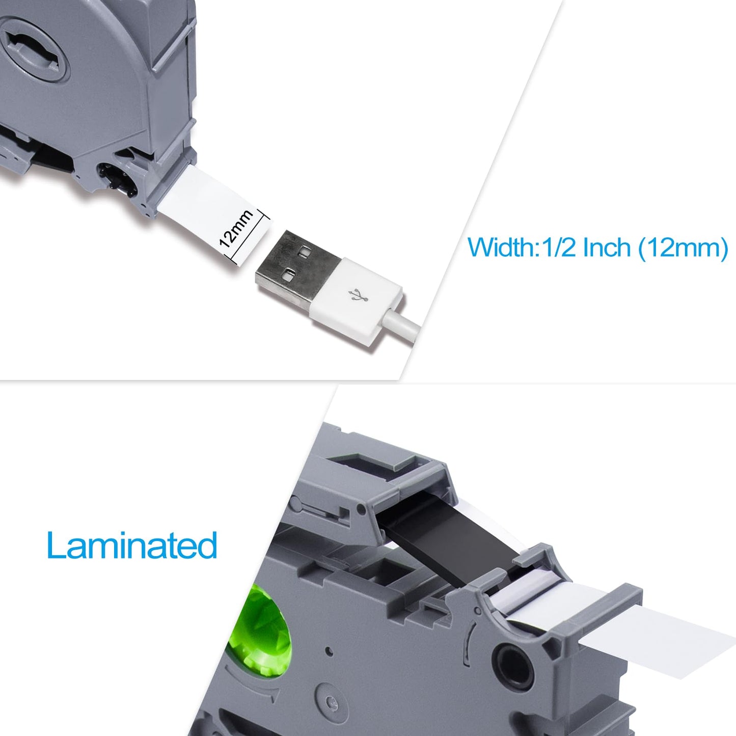 Womiten 4PK Tz Tape 12mm 0.47 Laminated Clear TZe-131 TZe131 Compatible for Brother Label Maker Tape 12mm 0.47 Clear TZ-131 1/2 inch x 26.2 ft, for P Touch PTD210 PTD200 PT-D220 PTH100 PTH110