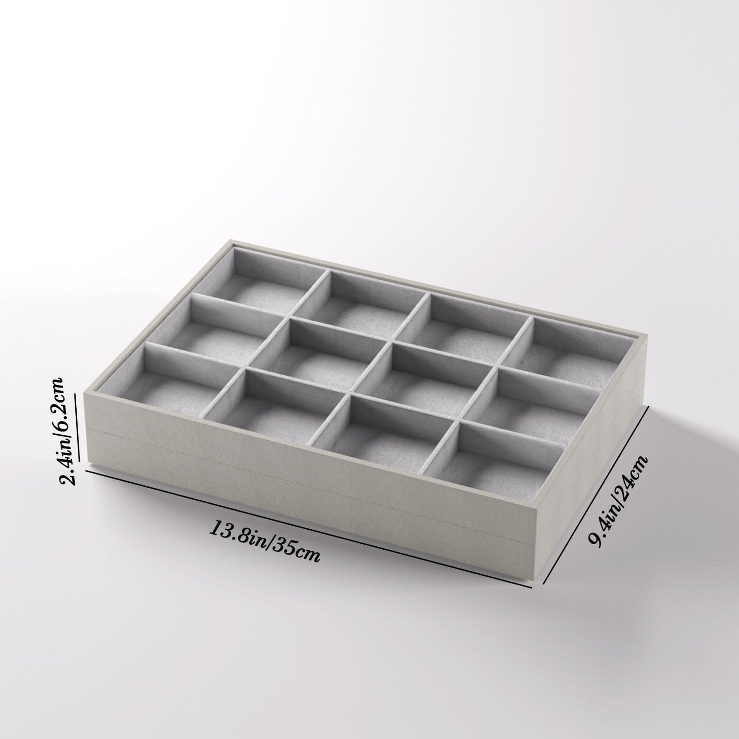 Gghenda 2-Piece Gray leather Stackable Jewelry Organizer Tray Set, Bracelet Ring Earring Holder Box, Necklace Display Stand for Storage and Retail Display (Necklace)