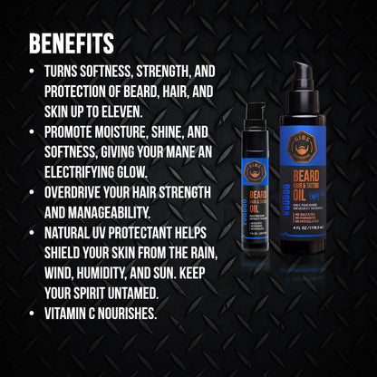 GIBS Beard, Hair & Tattoo Oil - Softens & Strengthens Beard Growth, Moisturizes Skin (4 Scents, 2 Sizes)