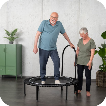 bellicon Mini Trampoline 44'' (Orange) | Bungee Suspension up to 440 lbs | Indoor Fitness Rebounder for Adults | Screw-in Legs