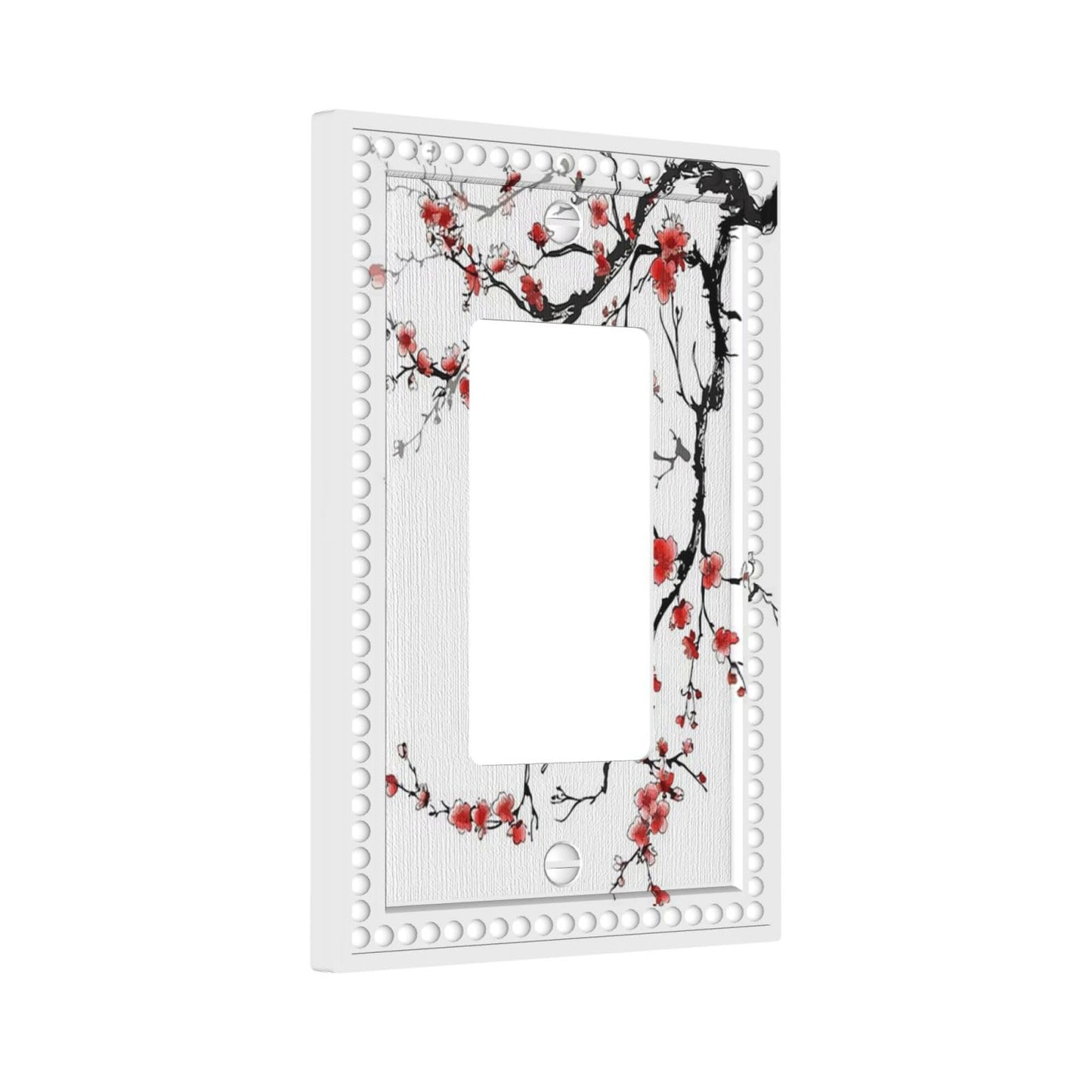 Cherry Blossom 1 Gang Rocker/GFCI Outlet Light Switch Wall Plate Cover Faceplate Decorative Faceplate Chinese Traditional Antique Ink Painting Art Plum Floral Bathroom Home Living Room Bedroom Decor