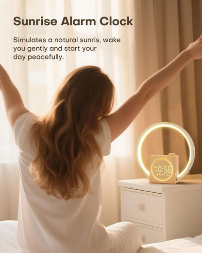 Sunrise Alarm Clock, White Noise Sound Machine, Alarm Clocks for Bedrooms with 12 Color Ambient Nightlight, White Noise Machine with 30 Soothing Sounds, Gifts for Adults, Kids, Couples and Friends