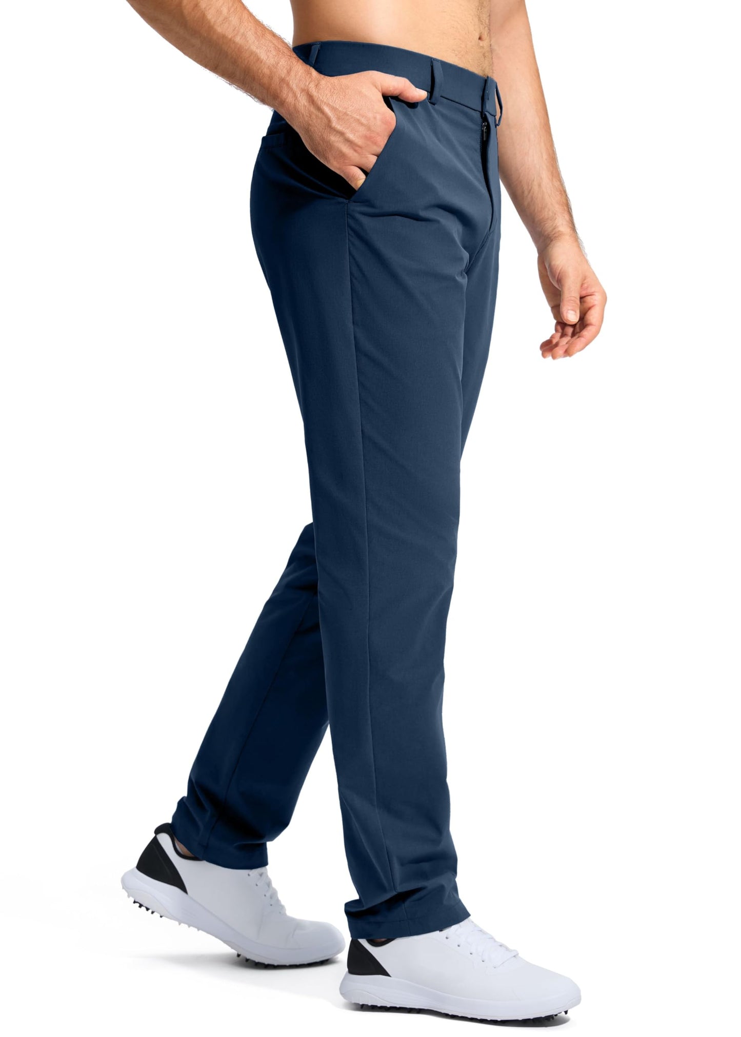 Pudolla Men's Golf Pants Mens Dress Slacks Pants Stretch Work Comfy Pants 34 Quick Dry Casual Trousers with Pockets(Navy 36Wx34L)