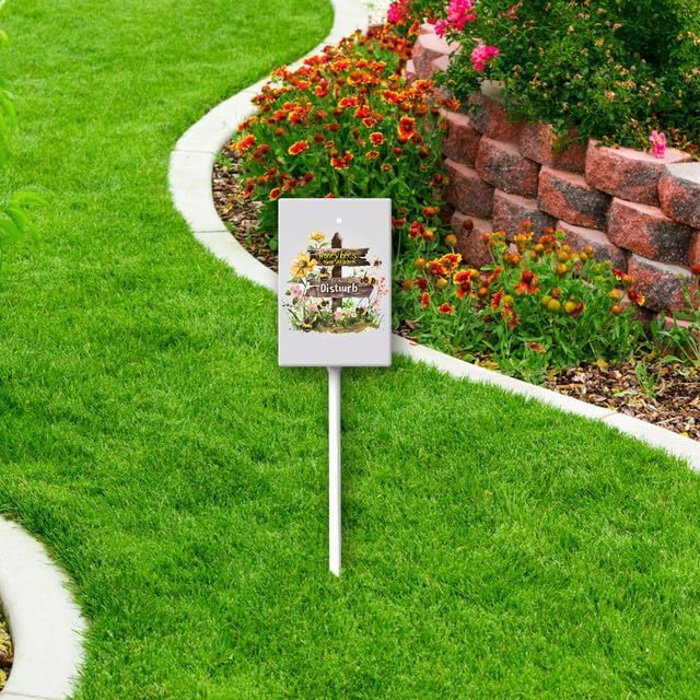 Uptell Honeybees Hard At Work Do Not Disturb Yard Signs with Stakes Aluminum Sign for House/Front Door and Business Outdoor Decoration 8x12 Inch