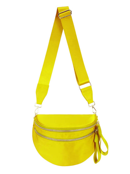 Pure Colour Crossbody Bag Bum Bag for Women,Spacious Purse Fanny Packs Belt Bag,Oversized Bum Bag (Colour Bum Bag-Beige)