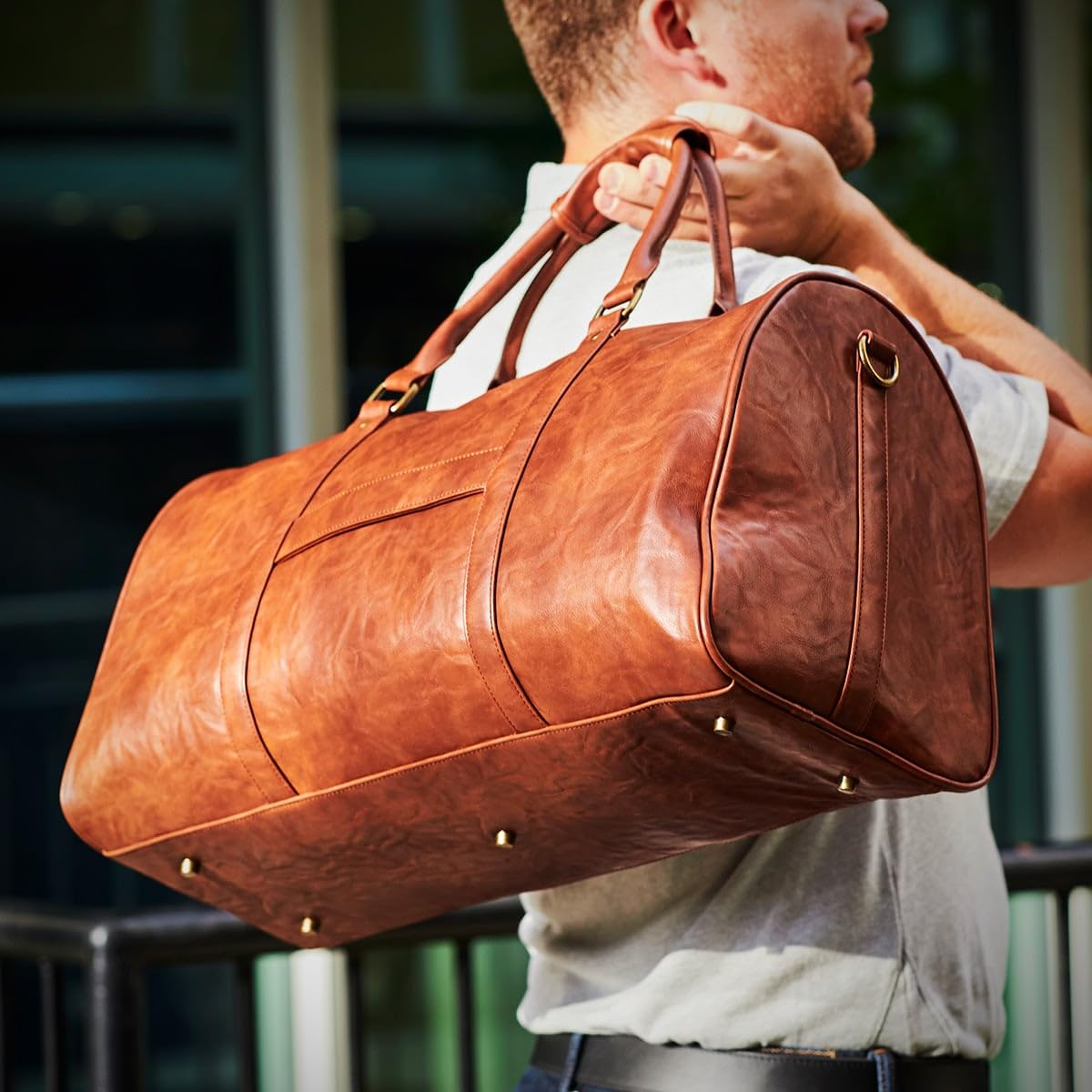 Embossed Travel Duffel Bag for Men - Weekender Bag with Monogram Options, Stylish and Durable Travel Bag for Overnight and Business Trips