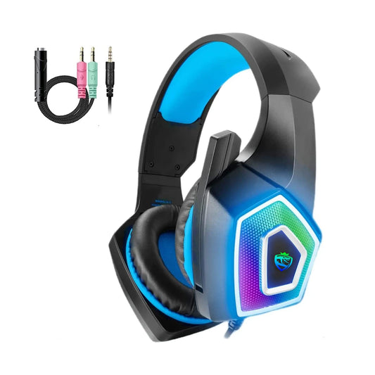 ARKARTECH Gaming Headset with Mic for Xbox One PS4 PS5 PC Switch Tablet, with Stereo Surround Sound & LED Light Noise Cancelling Over Ear Headphones