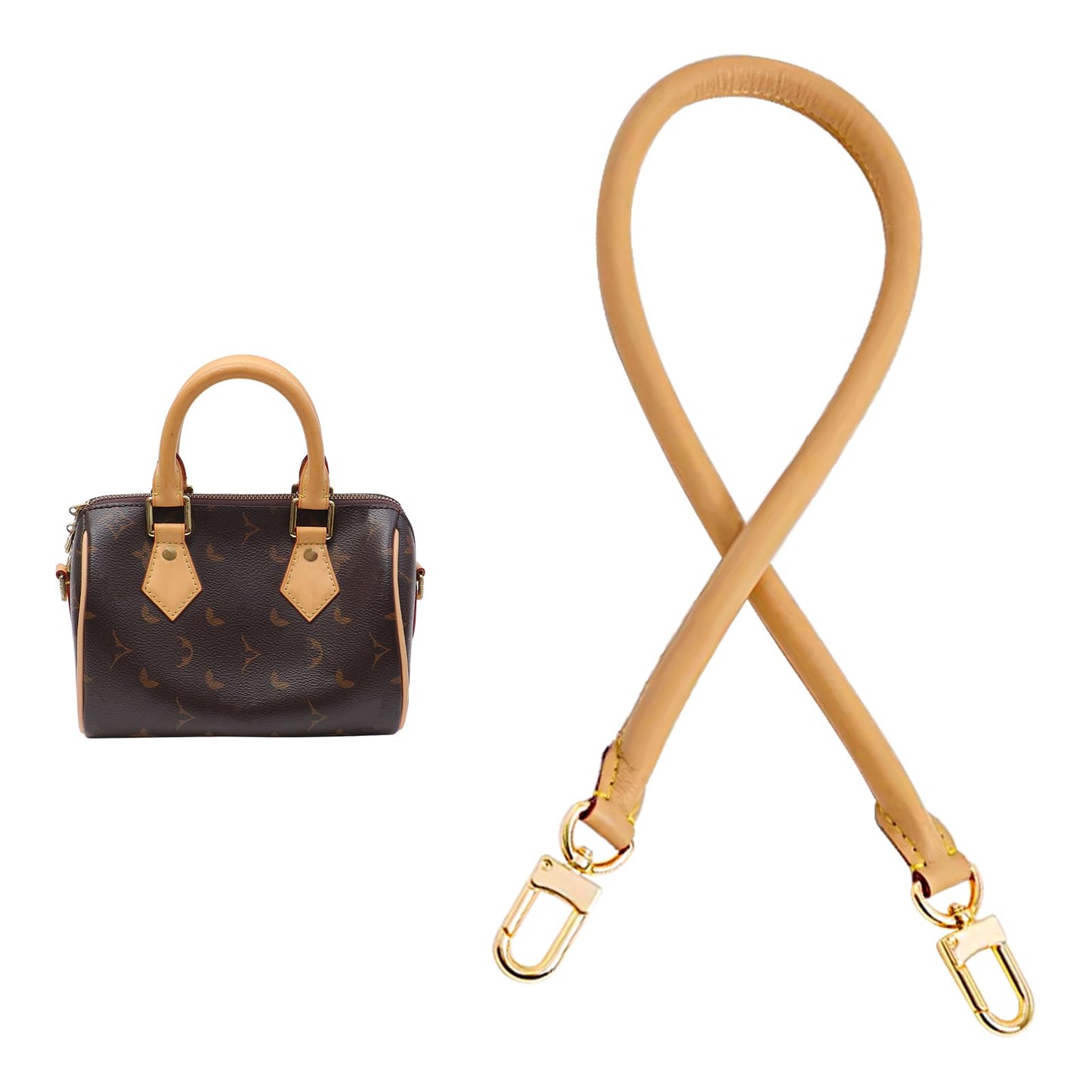 HUXRY CARCH Vachetta Leather Shoulder Strap Replacement,Bags Strap Fit for Graceful Damier Speedy 25 30 Handbags 27.5inches(Beeswax)