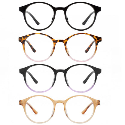 Przene 4 Pack Blue Light Blocking Glasses for Women Men,Retro Round Computer Gaming Glasses Anti Eye Strain/UV/Glare (Standard, Mixed Color-C2)