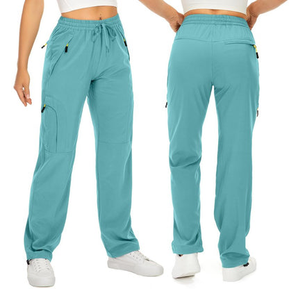 Toomett Women's Hiking Pants Quick Dry UPF 50 Travel Golf Pants Lightweight Camping Work Cargo Pants Zipper Pockets,6608,Lake Green,L