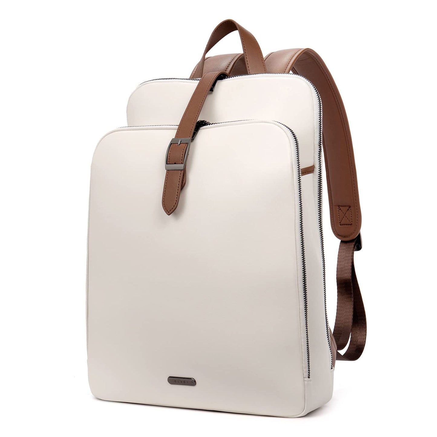 CLUCI Leather Backpack for Women, 15.6 inch Laptop Bag, Large Genuine Work Backpack Travel Back
