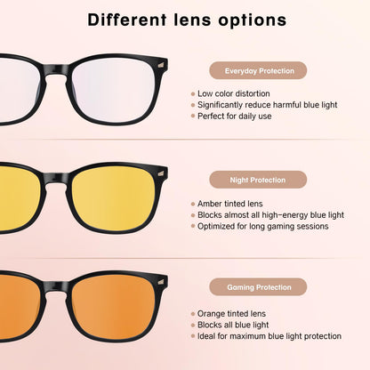 WINTOO Blue Light Glasses for Woman Men | 99% Blue Light Blocking Glasses | Computer Glassess | Night Driving | Gaming | TV Phone Screen Reader Square Frame | Anti Eyestrain & UV Glare Protection