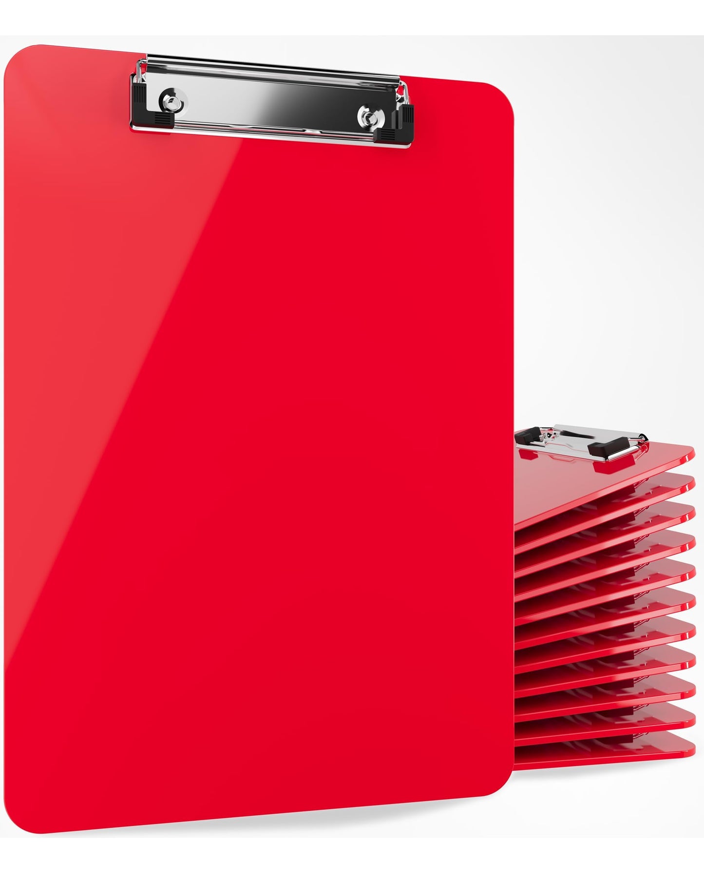 Red Plastic Clipboards (Set of 12) Multi Pack Clipboard - Strong 12.5 x 9 Inch | Holds 100 Sheets! Acrylic Clipboards with Low Profile Clip | Cute Aesthetic College School Supplies for Girls & Boys