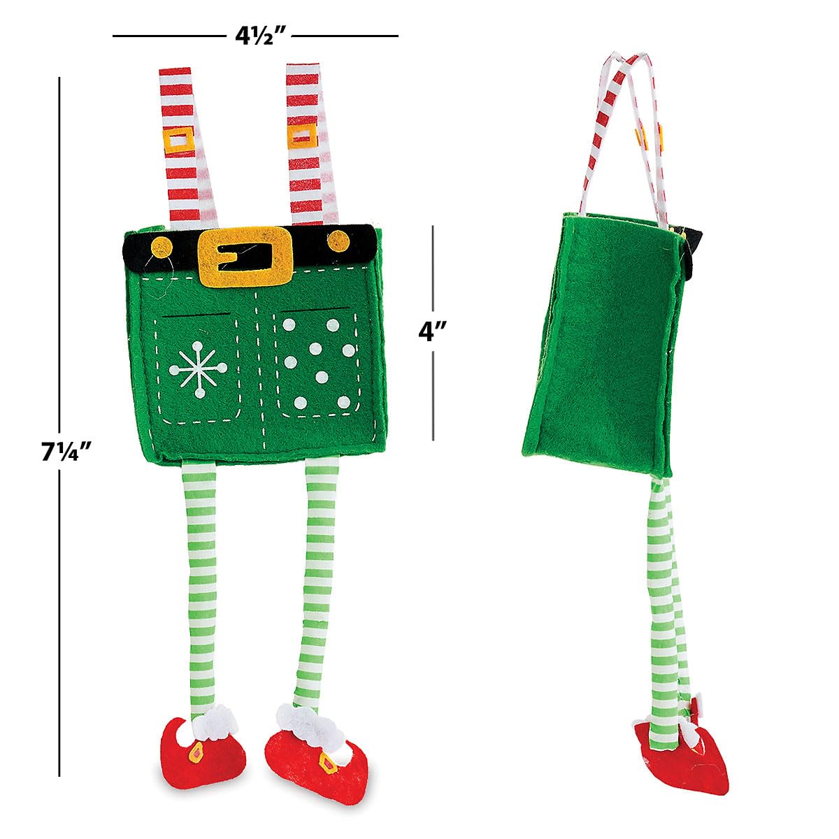 Current Elf Pants Small Christmas Treat Bags, Set of 6, 4" Tall Gift Bags for Children, Holiday Parties, Teachers, and Decorations