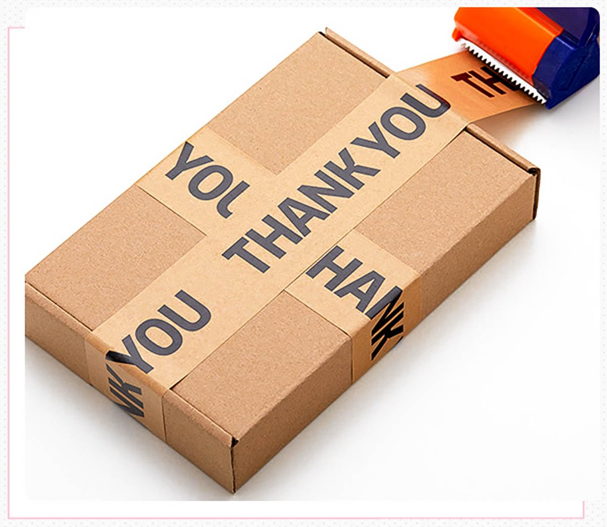 Arvakr Thank You Brown Paper Packing Tape, Designer Kraft Paper Tape for Small Business, Shipping Tapes for Sealing Boxes, Gifts, Thank You, 2" x 55 yd