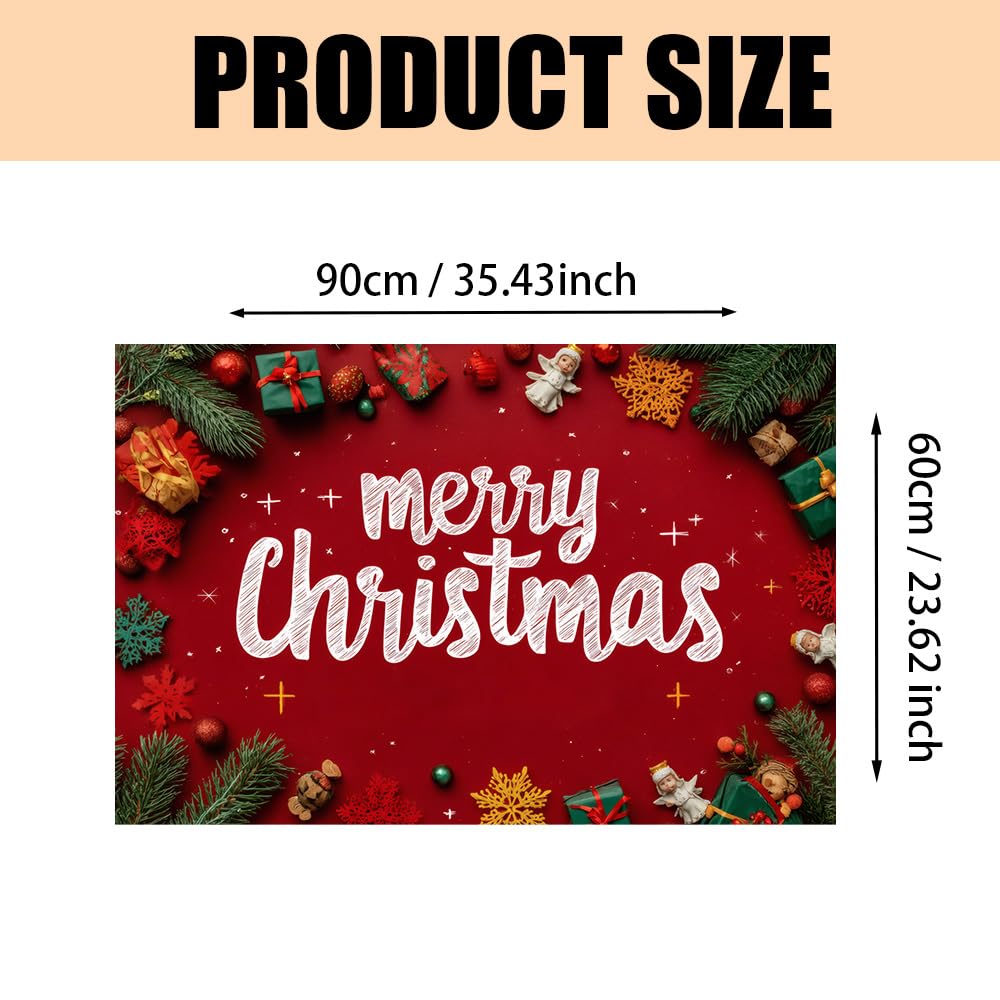 Kitchen Wall Decals 35.5x23.6 Inch Merry Christmas Lettering with Gifts Snowflakes and Pine Branches Peel and Stick Wall Stickers for Kitchen Living Room Holiday Home Decoration Removable