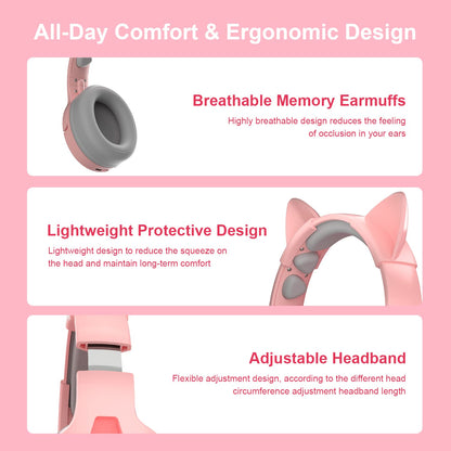 PHOINIKAS PS4 Gaming Headset for PS5, PC, Switch, Q9 Over Ear Gaming Headphones with Detachable Mic, Wireless Bluetooth 5.3 Music Headphones only for Phone/Laptop/Table (Pink)