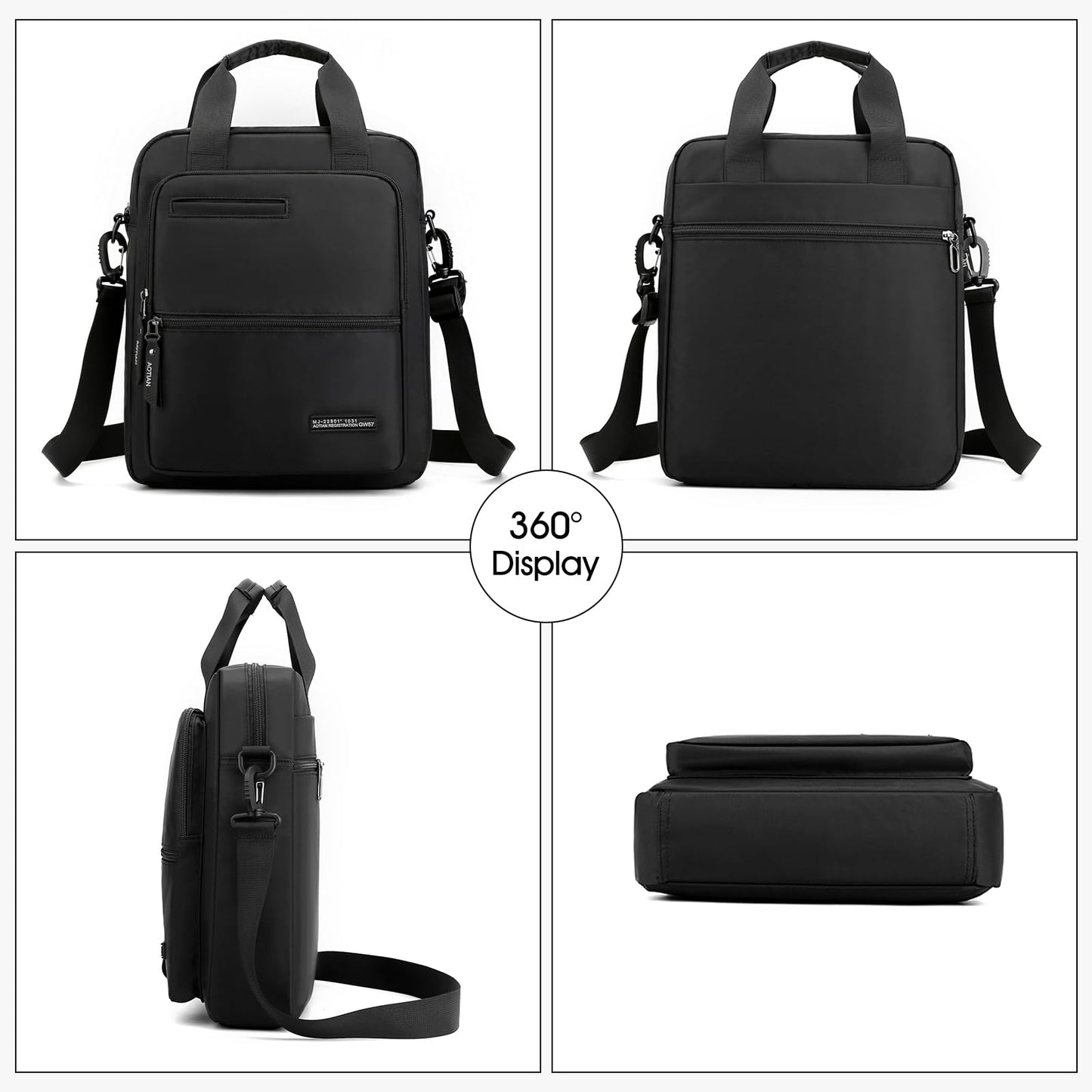 Coolymee Nylon Messenger Bag for Men,14-inch Laptop Bag Large Casual Crossbody Shoulder Bag Waterproof Handbag Lighweight Sling Pack with Adjustable Straps for Work Business Travel