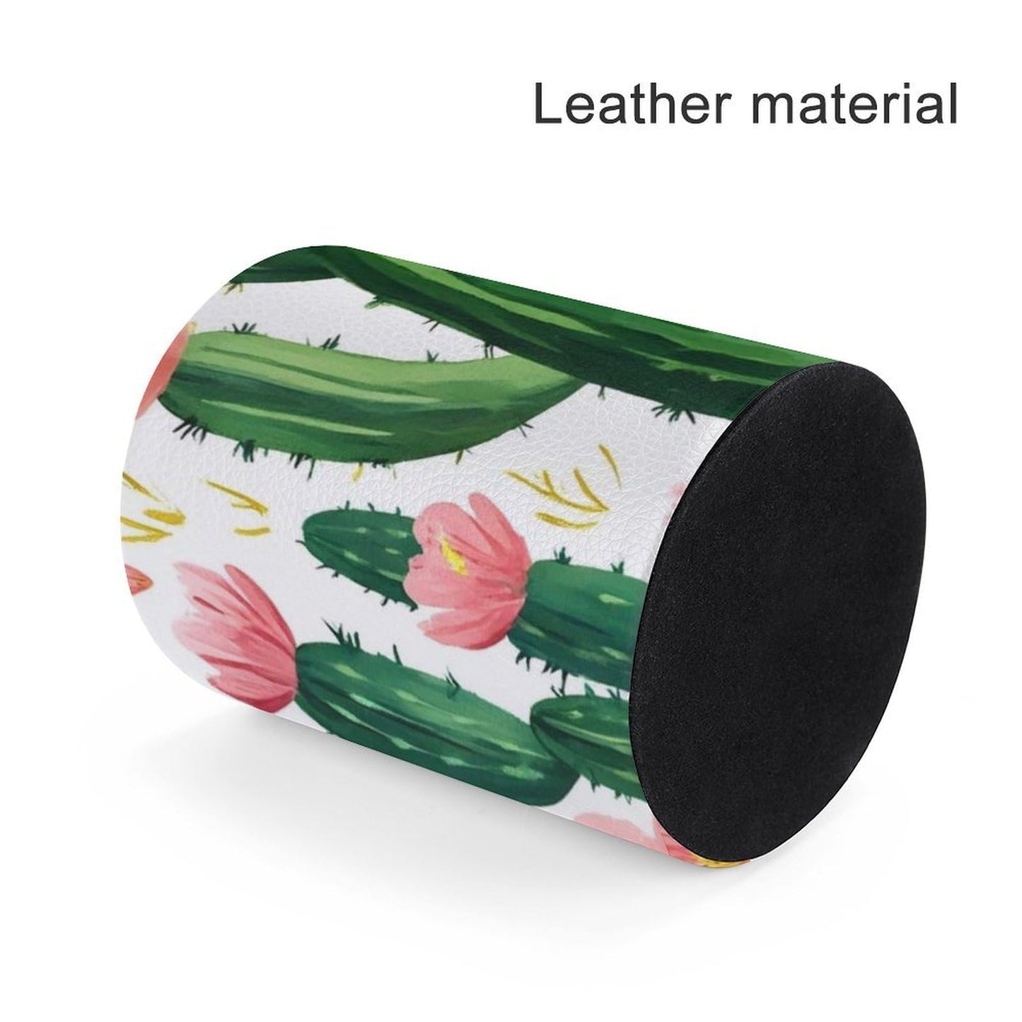 UTRSIFB Pen Holder Leather Pencil, Holder Cup Makeup Brush Storage Organizer, Waterproof Multifunctional Office Supplies Floral Cactus Flowers
