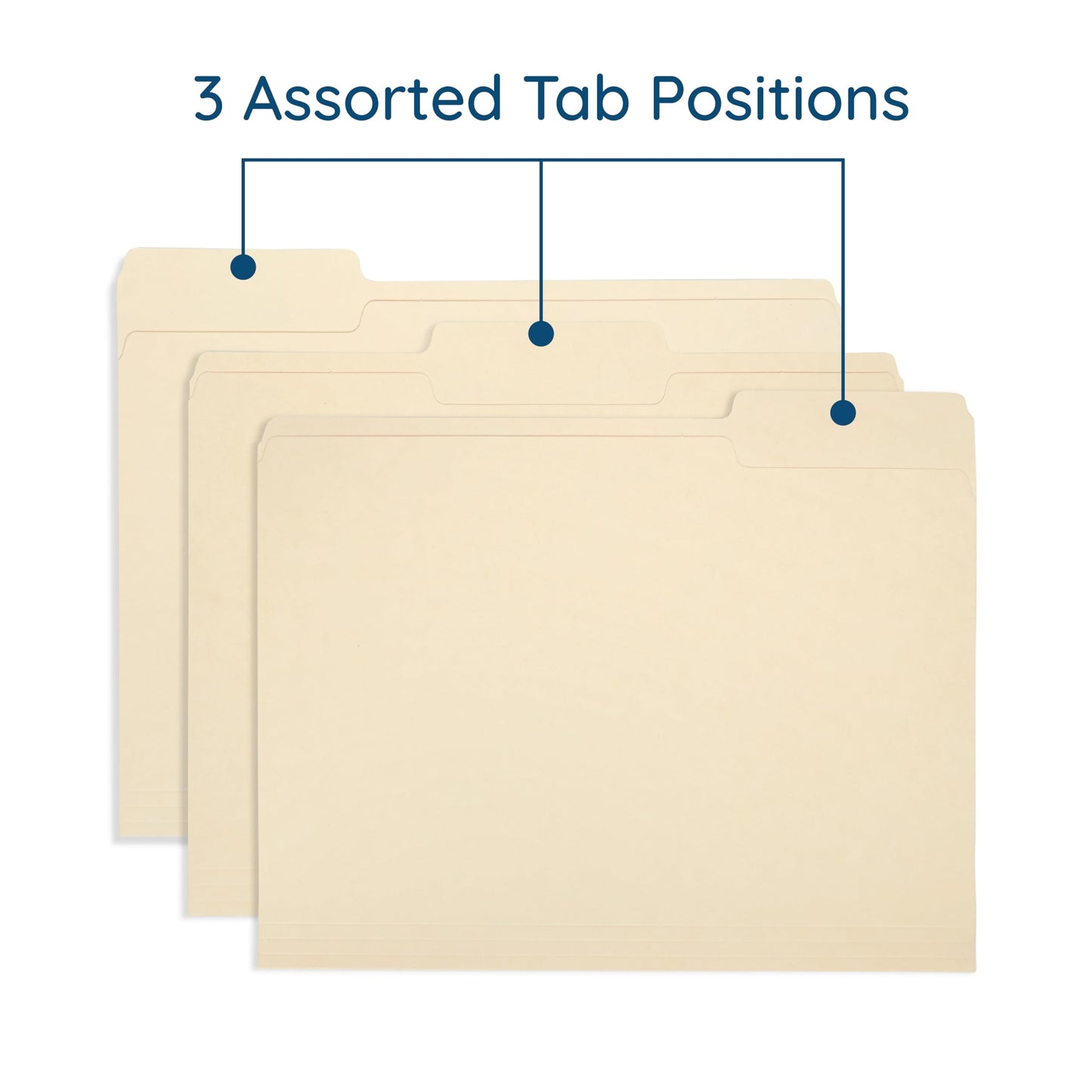 200 Blue Summit Supplies Manilla Folders - Letter Size File Folders with 1/3 Cut Top Tabs, Assorted Positions, Durable 11pt Manila Paper for Office Organization