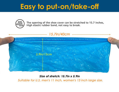 Shoe Covers Disposable Non Slip -100 Pack(50 pairs) 15.7'' Hygienic Waterproof Foot Booties Covers Recyclable Shoe Booties Covers for Indoors, Fits Up to US Men's 11 & US Women's 13