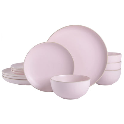 Gibson Home Queenslane 16 Piece Double Bowl Plates and Bowls Dinnerware Sets - Matte Blue