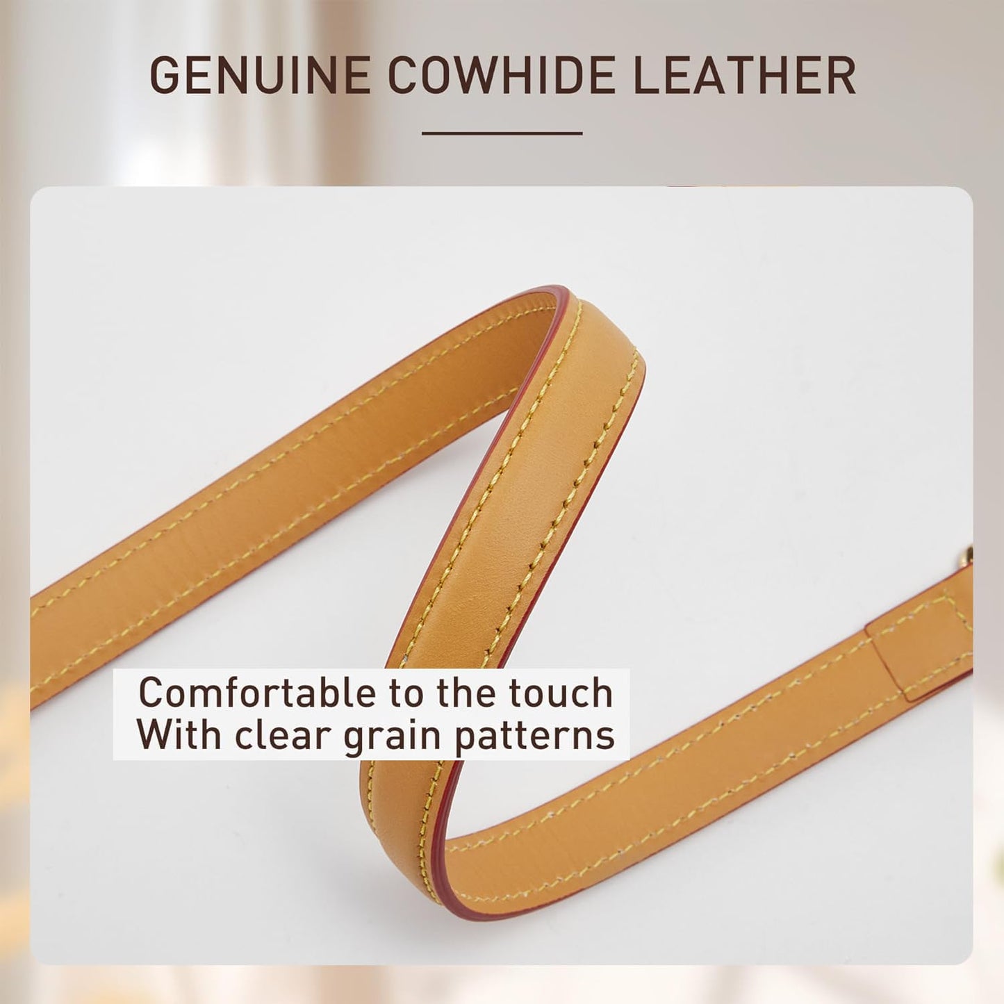 Doxo Genuine Vachetta Cowhide Leather Shoulder Strap - 0.7'' Width 24.8'' Length Short Replacement Straps Compatible with LV Graceful Tote, Speedy, Alma & Dauphine Bags (Beeswax)