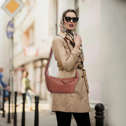 Swgsdh&Hyls Genuine Leather Bags for Women,Hobo Shoulder Bags with Adjustment Strap,Fashion Ladies Crossbody Purse, Casual Satchel (Walnut)