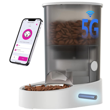 PAPIFEED Automatic Cat Feeder, 4L Auto Dog Cat Feeder with Rechargeable Battery & Dual-Band WiFi (2.4G & 5G), Automatic Pet Food Dispenser for Outdoor Travel Home