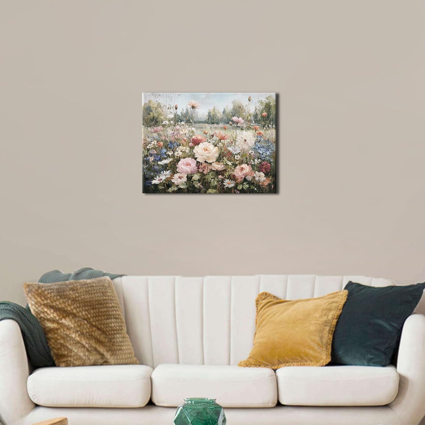 Abstract Floral Wall Art Pink Roses Wall Decor for Bathroom Rustic Farmhouse Flowers Canvas Pictures Nature Floral Landscape Paintings Poster Modern Botanical Aesthetic Artwork Home Decoration 12x16"