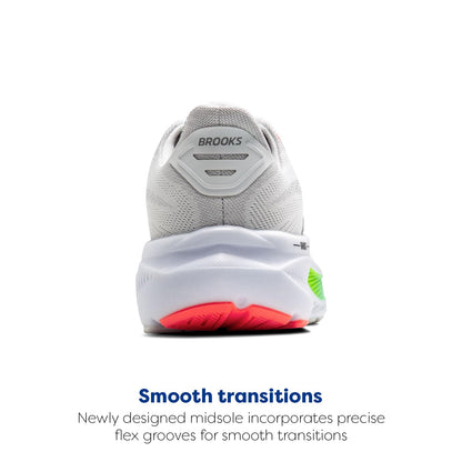 Brooks Men’s Ghost 17 Neutral Running Shoe - White/Pink Clay/Gecko - 10 Medium