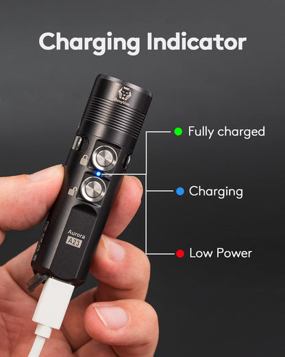 RovyVon A23 G2 1000 lumens USB-C Rechargeable EDC Flashlight, 6500K Cool White 850mAh LED Pocket Flashlight Keychain, with Magnetic Pocket Clip for EDC Carry, Camping and Hiking (Gunmetal)