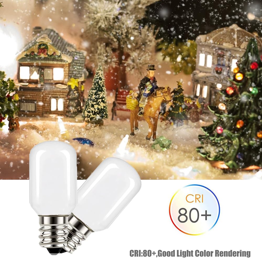 Tsunetani Christmas Villages Replacement Light Bulb,LED Night Light Bulb, 0.6W Equivalent to 6 Watt Incandescent,120-Volt 2700K Mini LED Bulb Candelabra E12 Base, Warm White for Home Decorate -20Pcs