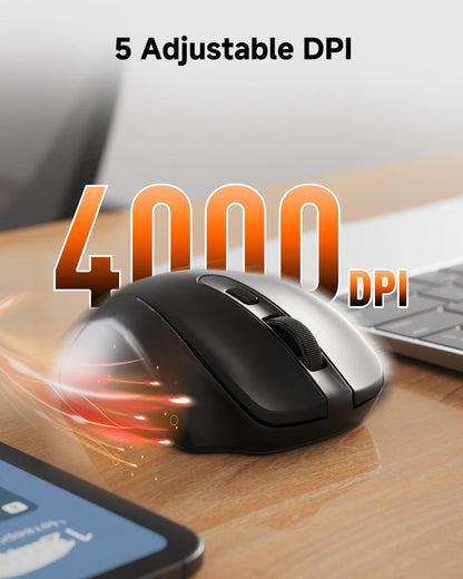 Redragon BM-4092 Wireless Mouse, 5 Level 4000DPI, 18 Months Battery, 2.4GHz Cordless, Portable Optical Computer Mouse for Laptop, PC, Chromebook, Windows, Mac, for Small Hand
