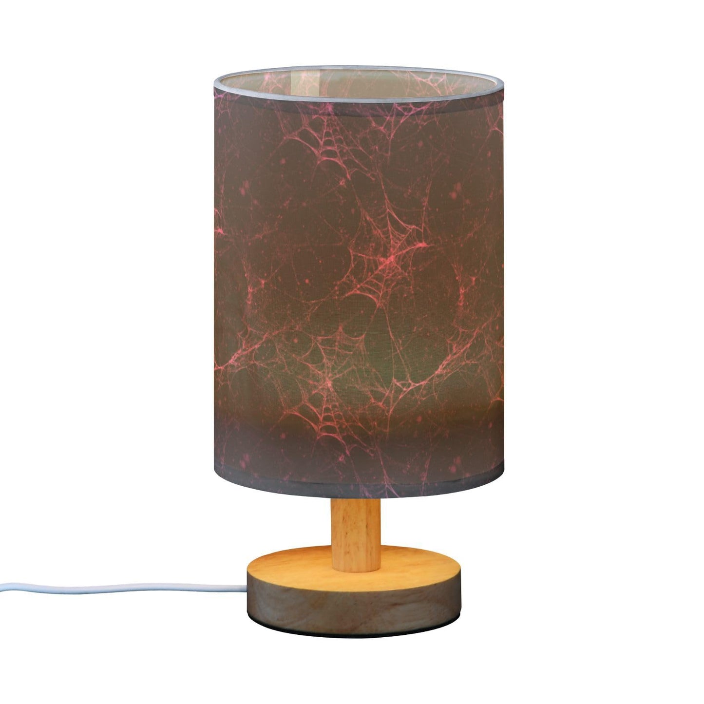 Dussdil Halloween Pink Red Cobweb Table Lamp Bedroom Bedside Night Reading Desk Lamps Cylinder Nightstand Sleeping Light Lamp for Kids Living Room Office Decor