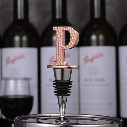 Miicol Wine Stopper, Prosecco Topper, Personalised Champagne Stopper, Rose Gold Wine Bottle Accessories, Wine Lovers Gift, Monogram Gift, Letter P