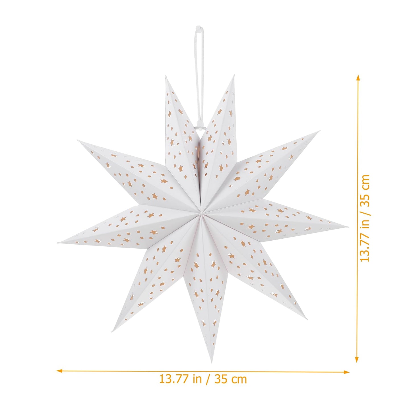 TOYANDONA Christmas Paper Lampshades: 3pcs White 9 Pointed Star Lampshade Lantern Shade Hanging Decorations, 35cm Hollow Out Lamp Covers for Wedding Birthday Holiday Christmas Party Hanging Decoration