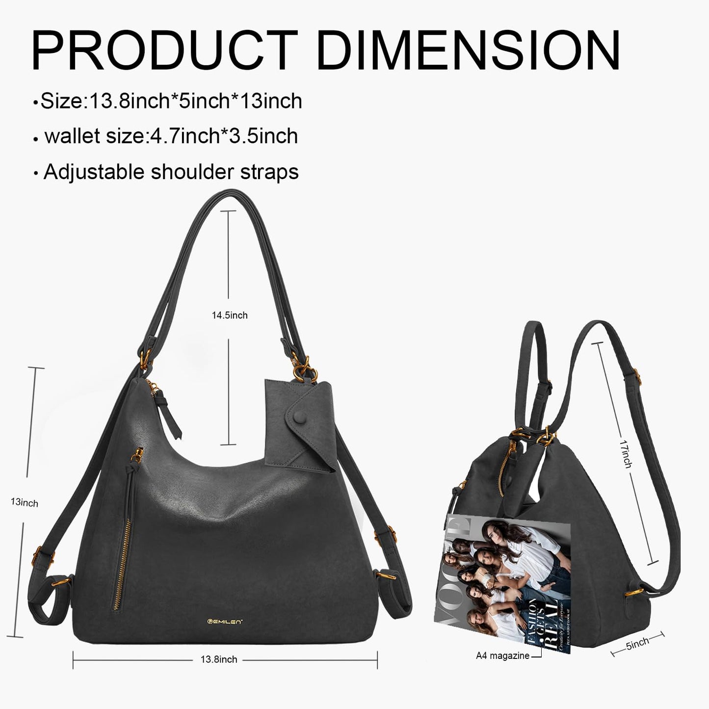 Women Hobo Bag Faux Leather Tote Handbags Clutch Purses Fashion Crossbody Bag Shoulder Bags