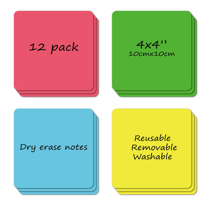 Dry Erase Sticky Notes Reusable Labels for Storage Bins Organizing Jar Pantry, Waterproof Removable Label Stickers for Kitchen Office School All Purpose Use (4x4 inches), Dry Erase Sheets