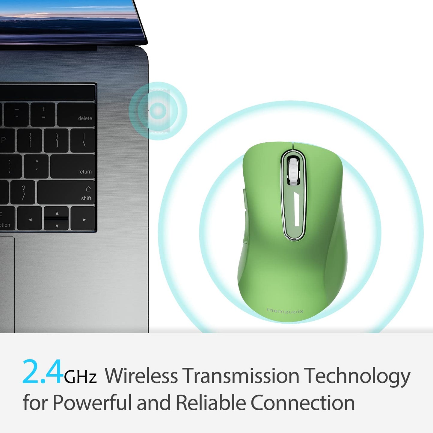 memzuoix 2.4G Wireless Mouse, 1400 DPI Mobile Optical Cordless Mouse with USB Receiver, Portable Computer Mice for Laptop, PC, Desktop, MacBook, 5 Buttons, Red