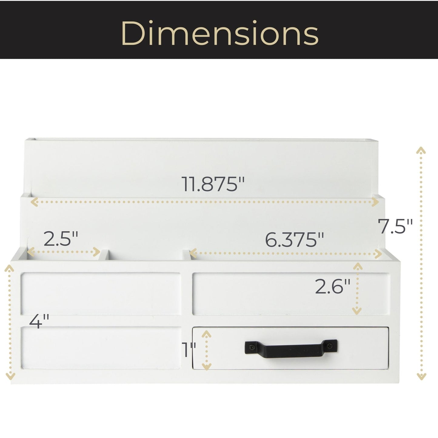 BLU MONACO | White Desktop Organizer with Drawer Storage | Tabletop Organizer with Drawers for Paper Bills Mail | Wooden Mail Organizer for Countertop Workspace