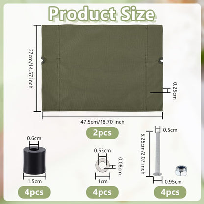 OLYCRAFT 2Pcs Camp Chair Replacement Fabric 18.7x14.6 Inch Oxford Cloth Outdoor Folding Chair Seat Replacements Dark Olive Green Waterproof Camping Chairs Cover for Garden Outdoors Camping