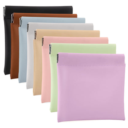 BUSOHA 8PCS Snap Closure Organizer Pouch, Small Women's Leather Pouches for Purse, Mini Makeup Bag for Cosmetics Headphones Jewelry Lipstick