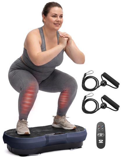 SQUATZ Vibration Plate Exercise Machine | Low-Impact Full Body Vibrator Plate with 99 Speed Levels & 9 Preset Programs | Resistance Bands & Remote Included | 265 lb Capacity | For Home & Office | Blue