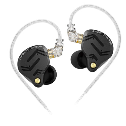 KZ ZS12 PRO X in Ear Monitor IEM Headphones,1DD+5BA Hybrid Wired Gaming Earbuds,KZ in Ear Monitor Gaming Earbuds Earphones with 2PIN Cable for Audiophile (Dark Black, NO Microphone)