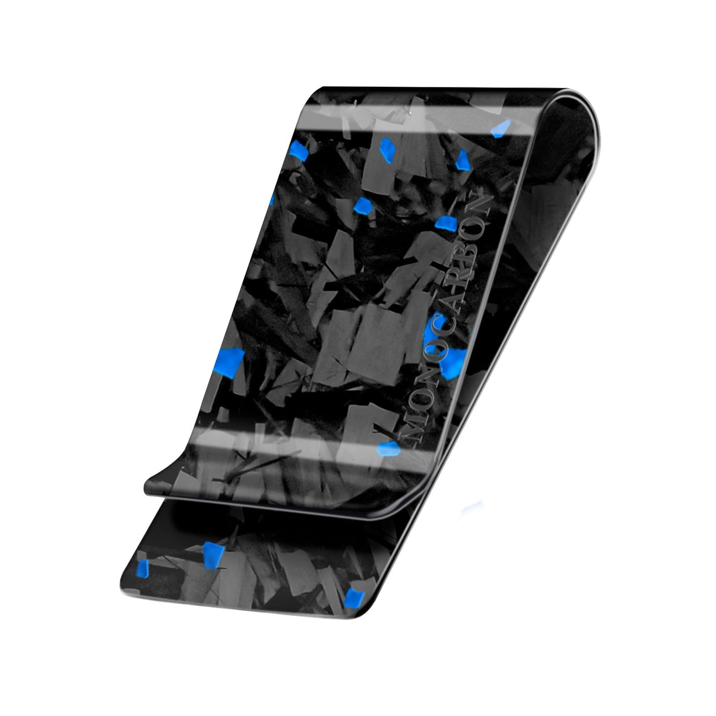 MONOCARBON Real Forged Carbon Fiber Money Clip for Men, 1.38-inch Wide Ultra-Thin & Ultra-Light Minimalist Wallet for Cash, Slim EDC Credit Card Holder–Gift for Husband/Boyfriend-Blue