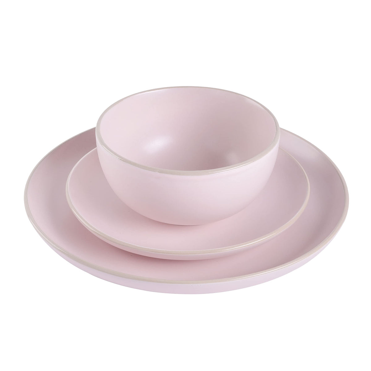 Gibson Home Queenslane 16 Piece Double Bowl Plates and Bowls Dinnerware Sets - Matte Blue